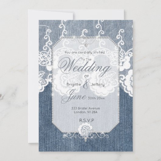 Denim en diamanten Uitnodiging (Voorkant)