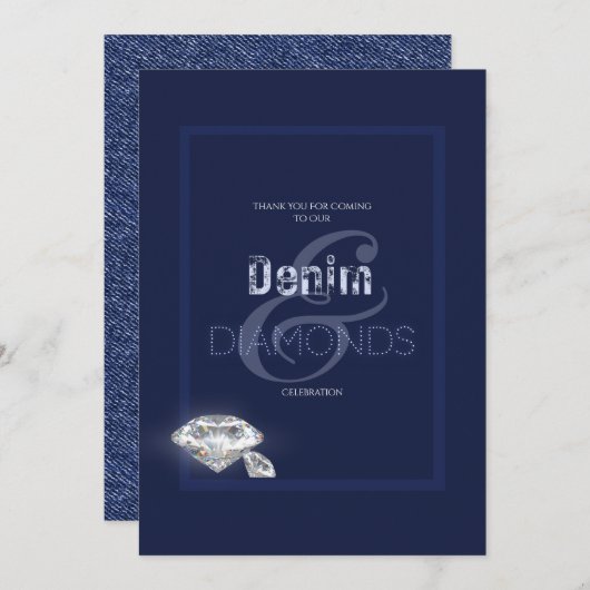 Denim en diamanten uitnodiging (Voorkant / Achterkant)
