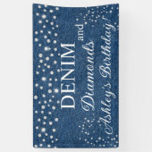 Denim en Diamanten Verjaardag Feest Banner (Verticaal)