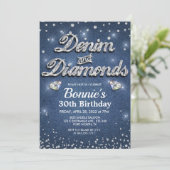 Denim en Diamanten Verjaardag Kaart (Staand voorkant)