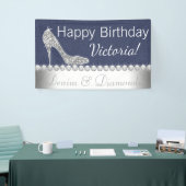 Denim en diamanten verjaardagsfeest banner (Beurs)