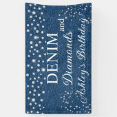 Denim en Diamanten Verjaardagsfeest Banner (Verticaal)
