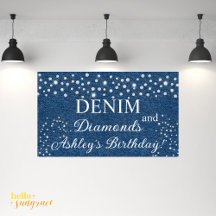 Denim en Diamanten Verjaardagsfeest Banner