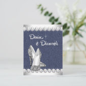 Denim en Diamanten Verjaardagsfeest Uitnodigingen (Staand voorkant)