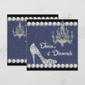Denim en Diamanten Verjaardagsfeest Uitnodigingen (Voorkant / Achterkant)