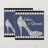 Denim en Diamanten Verjaardagsfeest Uitnodigingen (Voorkant / Achterkant)