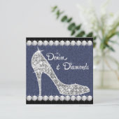 Denim en Diamanten Verjaardagsfeest Uitnodigingen (Staand voorkant)