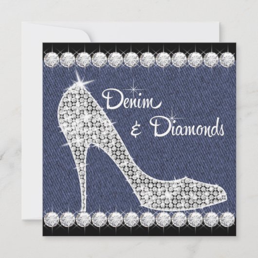 Denim en Diamanten Verjaardagsfeest Uitnodigingen (Voorkant)