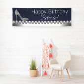 Denim en diamanten verjaardagsfeestbanner spandoek (Insitu)