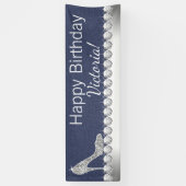 Denim en diamanten verjaardagsfeestbanner spandoek (Verticaal)