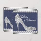 Denim en Diamanten Verjaardagsfeestje Kaart (Voorkant / Achterkant)