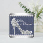 Denim en Diamanten Verjaardagsfeestje Kaart (Staand voorkant)