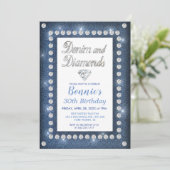 Denim en Diamanten Verjaardagsuitnodiging Kaart (Staand voorkant)