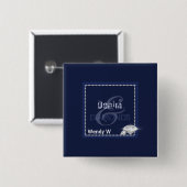 Denim en diamanten vierkante button 5,1 cm (Voorkant /achterkant)