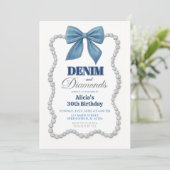 Denim en diamanten volwassen verjaardag kaart (Staand voorkant)
