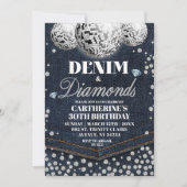 Denim en diamanten volwassen verjaardagsfeest kaart (Voorkant)