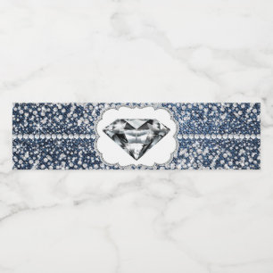 Denim en diamanten waterfleslabels waterfles etiket