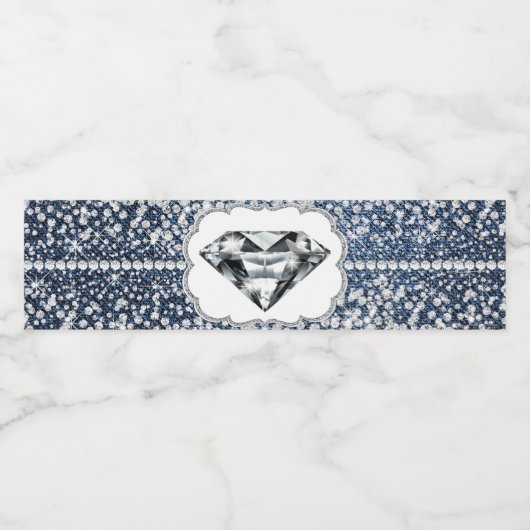 Denim en diamanten waterfleslabels waterfles etiket (Enkel label)