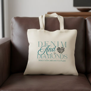 Denim en Diamanten Western Bachelorette-feestje Tote Bag
