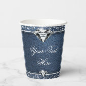 Denim- en Diamond Birthday Party Paper Cups Papieren Bekers (Achterkant)