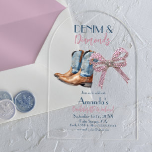 Denim en Diamond Disco Feest Afscheid Weekend Acryl Uitnodigingen