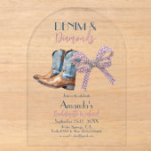 Denim en Diamond Disco Feest Afscheid Weekend Acryl Uitnodigingen (Voorkant)
