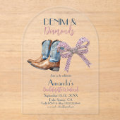 Denim en Diamond Disco Party Bachelorette Weekend Acryl Uitnodigingen (Voorkant)