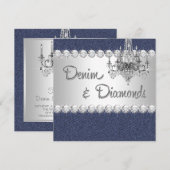 Denim en Diamond Feest Uitnodigingen (Voorkant / Achterkant)