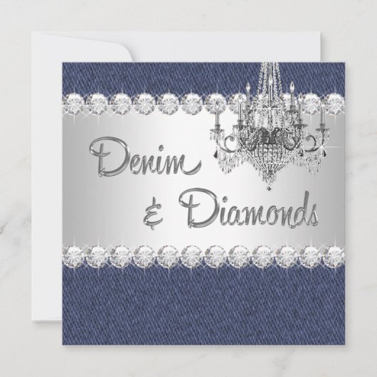 Denim en Diamond Feest Uitnodigingen (Voorkant)