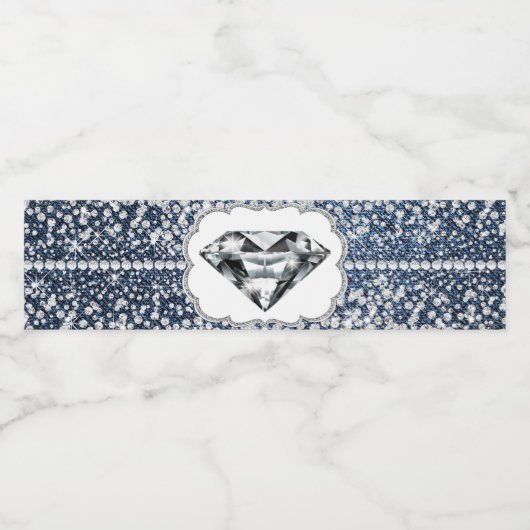 Denim en Diamond Water Flessenetiketten Waterfles Etiket (Enkel label)