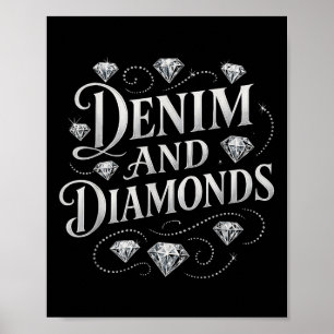 Denim en Diamonds Country Chic Western Bacheloret Poster
