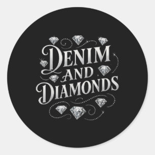 Denim en Diamonds Country Chic Western Bacheloret Ronde Sticker
