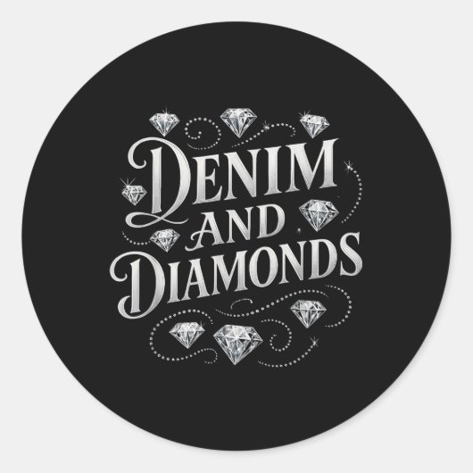 Denim en Diamonds Country Chic Western Bacheloret Ronde Sticker (Voorkant)