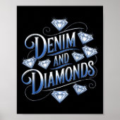 Denim en Diamonds Country Westerne Bachelorette Pa Poster (Voorkant)