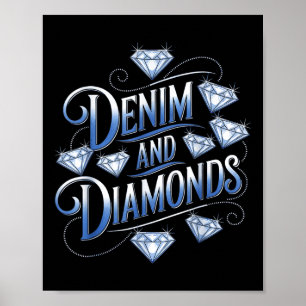 Denim en Diamonds Country Westerne Bachelorette Pa Poster