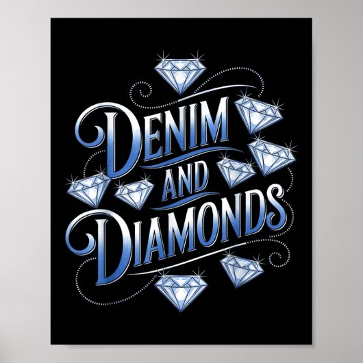 Denim en Diamonds Country Westerne Bachelorette Pa Poster (Voorkant)