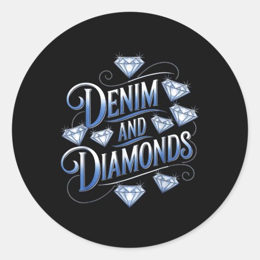 Denim en Diamonds Country Westerne Bachelorette Pa Ronde Sticker (Voorkant)