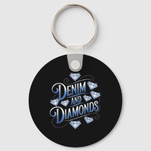 Denim en Diamonds Country Westerne Bachelorette Pa Sleutelhanger