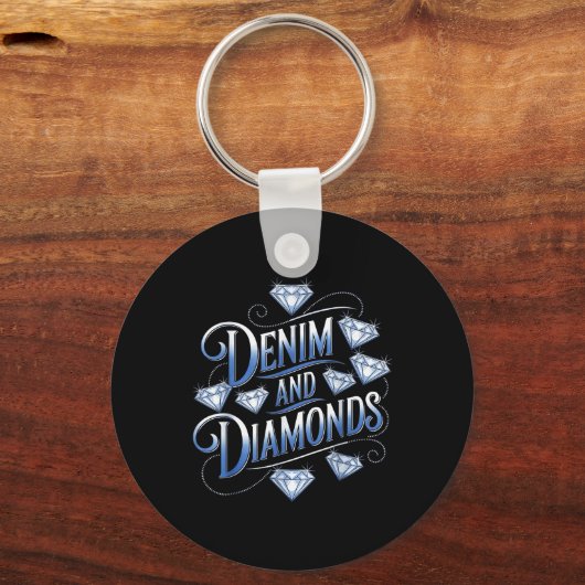 Denim en Diamonds Country Westerne Bachelorette Pa Sleutelhanger (Voorkant)