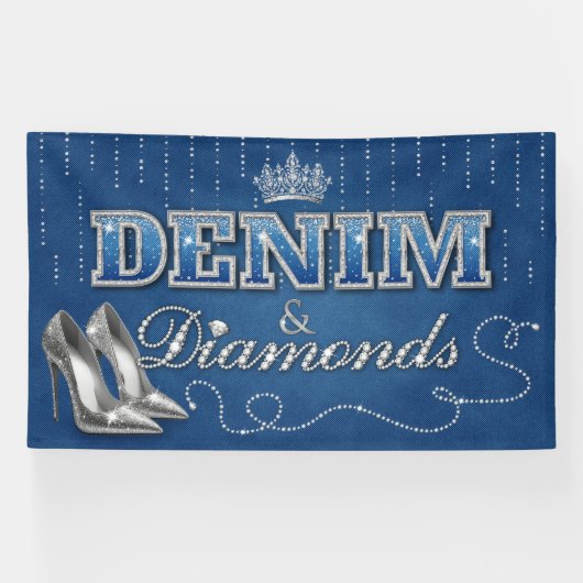 Denim en Diamonds feestje Spandoek (Horizontaal)