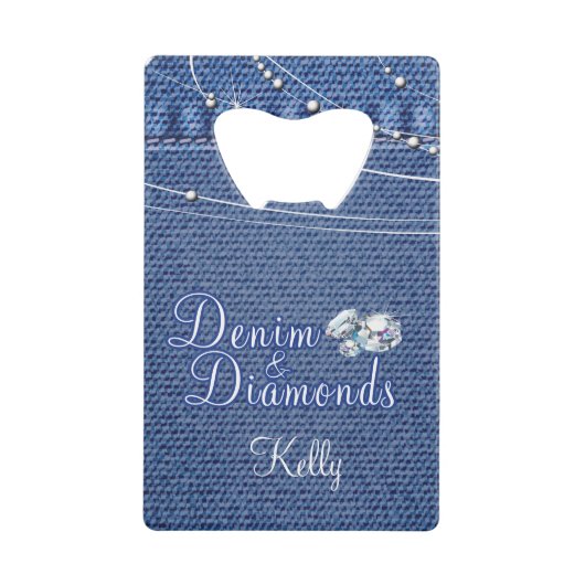 Denim en Diamonds, land Creditkaart Flessenopener (Voorkant)