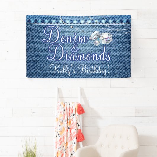 Denim en Diamonds Party Spandoek (Insitu)