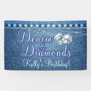 Denim en Diamonds Party Spandoek
