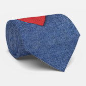 Denim en geborduurd stropdas (Opgerold)