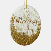 Denim en glitter gepersonaliseerd keramisch ornament (Rechts)