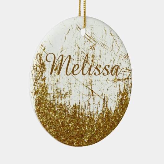 Denim en glitter gepersonaliseerd keramisch ornament (Rechts)