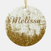 Denim en glitter gepersonaliseerd keramisch ornament (Voorkant)