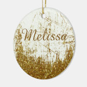 Denim en glitter gepersonaliseerd keramisch ornament (Links)