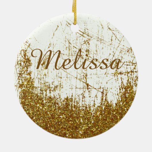 Denim en glitter gepersonaliseerd keramisch ornament (Achterkant)