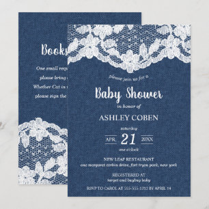 Denim en kant Baby shower uitnodiging